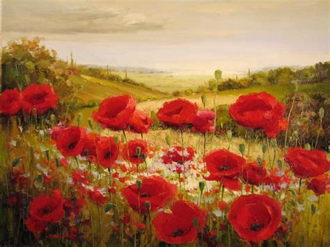 red poppies | Poppy field painting, Floral art, Sculpture art