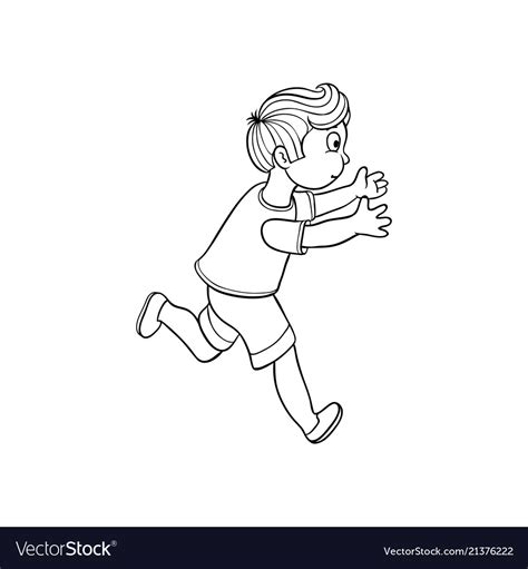 Sketch running boy ranaway kid Royalty Free Vector Image