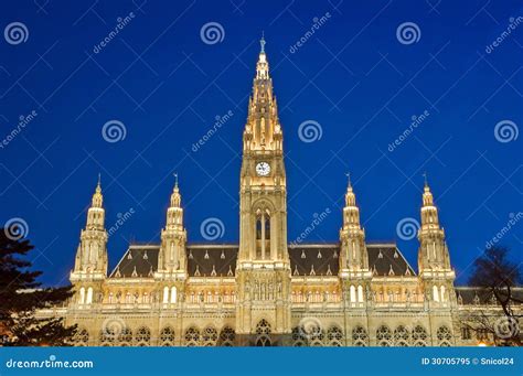 Vienna City Hall stock image. Image of landmark, blue - 30705795