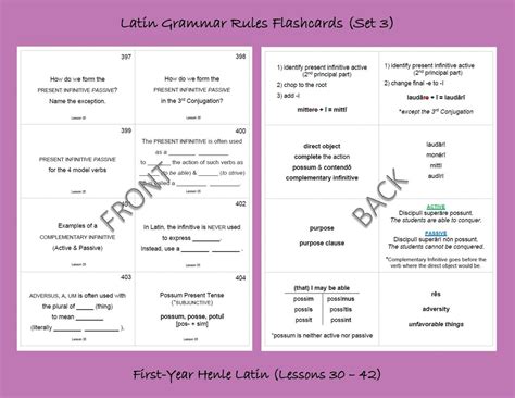 Challenge I Henle Latin Grammar Rules Flashcards set 3 - Etsy