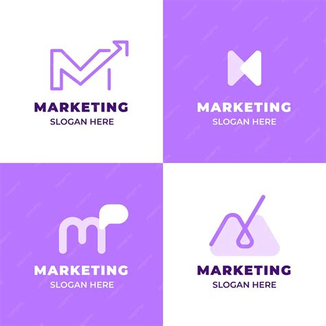 Free Vector | Flat design marketing logo set