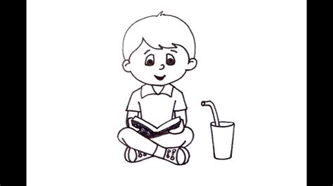 How to Draw a Boy reading a Book - YouTube