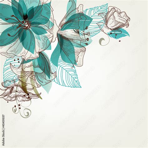 Retro flowers vector illustration Stock Vector | Adobe Stock