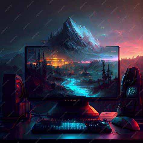 Premium Photo | Gaming desktop PC computer setup gamer illustration