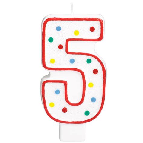 Polka Dots Candle - Numeral 5 in Polka Dot Number Candles from Simplex ...