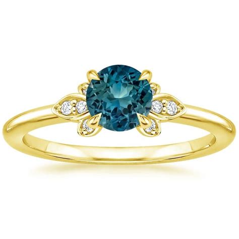 Teal Sapphire Fiorella Engagement Ring - 18K Yellow Gold | Rings ...