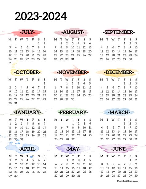 2024 Printable School Calendar - Conny Diannne