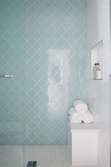 Glass Arabesque Tile Shower - Glass Designs