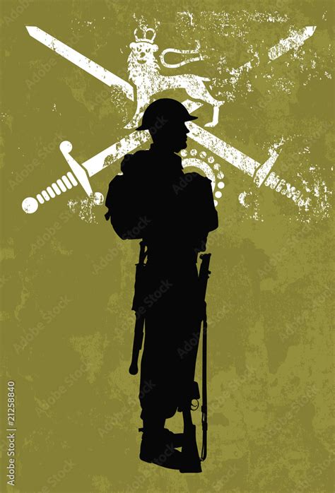 Silhouette of a British soldier wearing full military uniform Stock ...