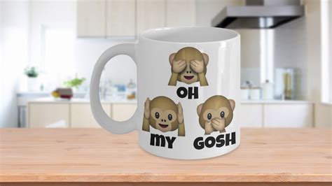 Oh My Gosh Funny Emoji Monkeys Coffee Mug