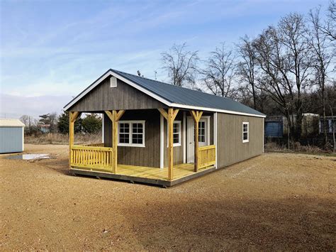 Deluxe cabin built with an I-shaped porch and has three 2X3 windows ...