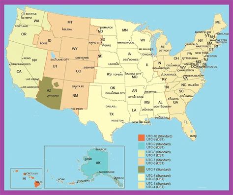 Printable Us Time Zone Map United States