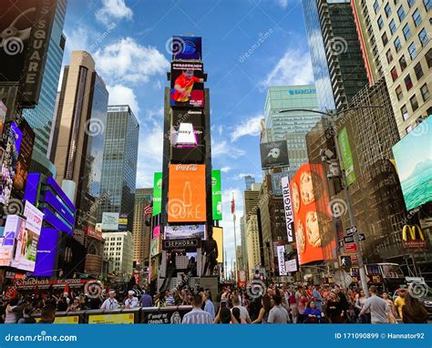 Times Square Is An Iconic Street Of New York City. Street View ...