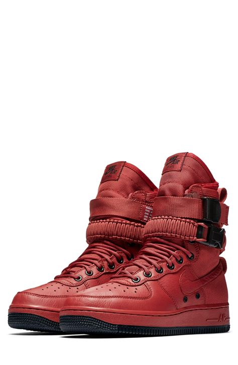 Nike Leather Sf Air Force 1 High Top Sneaker in Red - Lyst