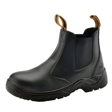 Mens Work Boots Steel Toe Chelsea Safety Boots Leather Waterproof Ligh ...