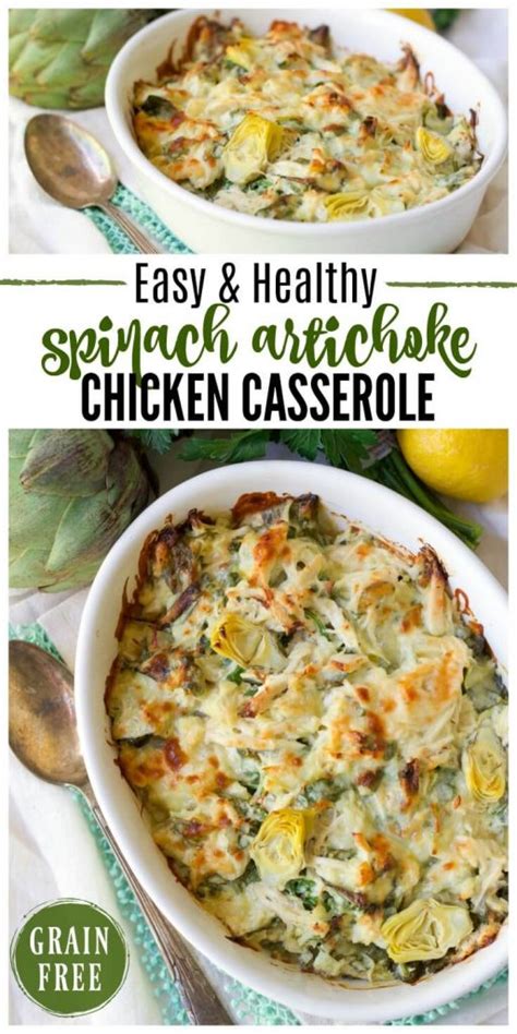 Healthy Spinach Artichoke Chicken Casserole | Recipes to Nourish