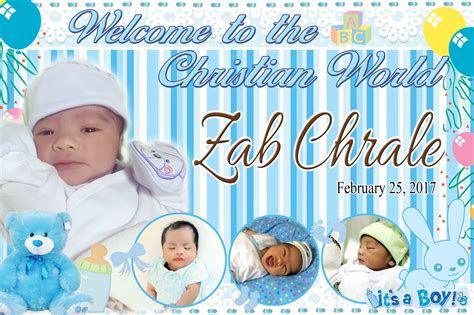 Blue Bear Tarpaulin Template for Christening - Get Layout