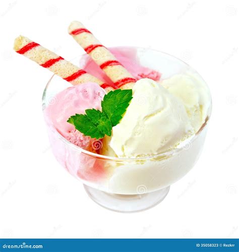 Ice Cream With Wafer Rolls Stock Photos - Image: 35058323