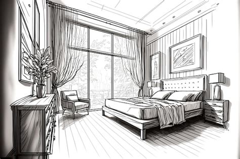 Premium Photo | Abstract bedroom interior design sketch