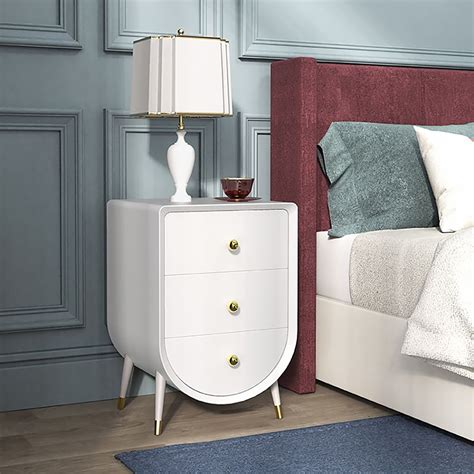 Modern White Nightstand Compact End Table for Bedroom Side Table with ...