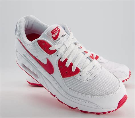 Nike Air Max 90 Trainers White Hyper Red Black - His trainers