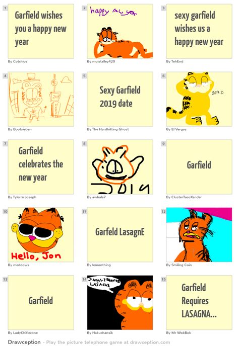 Garfield wishes you a happy new year - Drawception