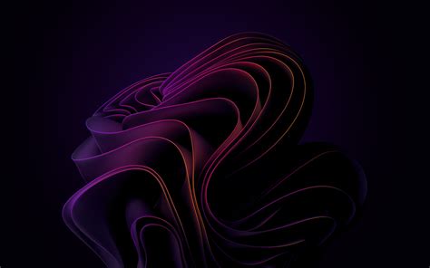 Windows 11 Wallpaper 4K, Purple abstract, Dark background