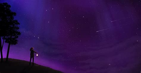 1366x768px, 720P free download | Shooting stars, art, purple, night, HD ...