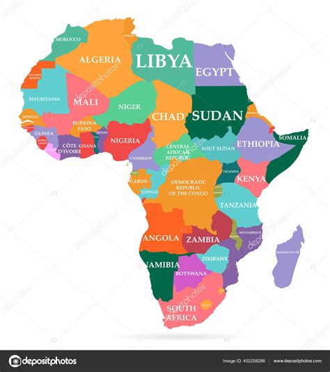 Mapa colorido del continente africano Vector de stock #402258286 de ...