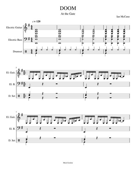 DOOM THEME Sheet music for Drum Group, Guitar, Bass (Mixed Trio ...