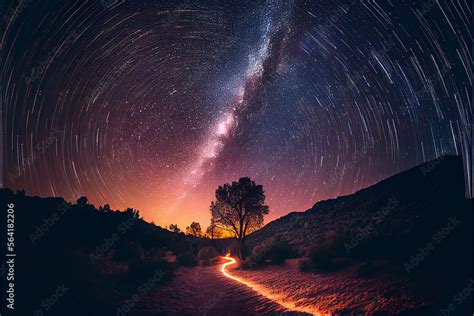 Astrophotography, Long exposure, sky, stars Stock Illustration | Adobe ...