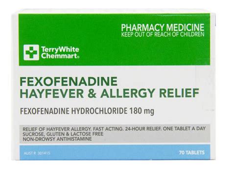 Buy TerryWhite Chemmart Fexofenadine 180mg Hayfever & Allergy Relief ...