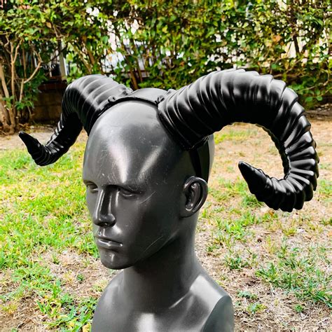 Steampunk Demon Twisted Black Ram Horns Halloween Costume - Etsy