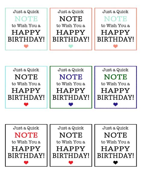 Quick Note for your Birthday Printable - Liz on Call