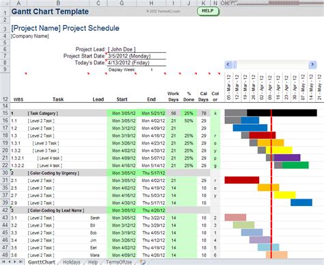 Excel Project Management Template With Gantt Schedule Creation – task ...