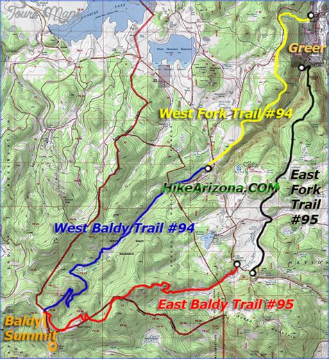 Mount Baldy Hiking Trail Map - ToursMaps.com