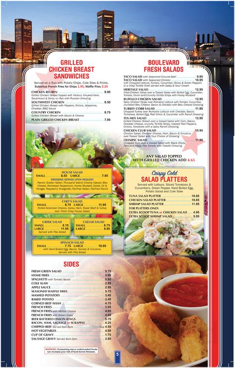 Boulevard Diner menu in Dundalk, Maryland, USA