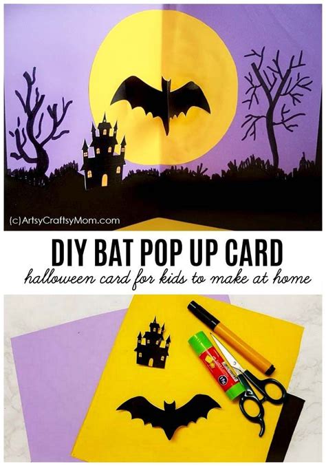 DIY Bat Pop Up Halloween Card for Kids | Halloween pop up cards ...