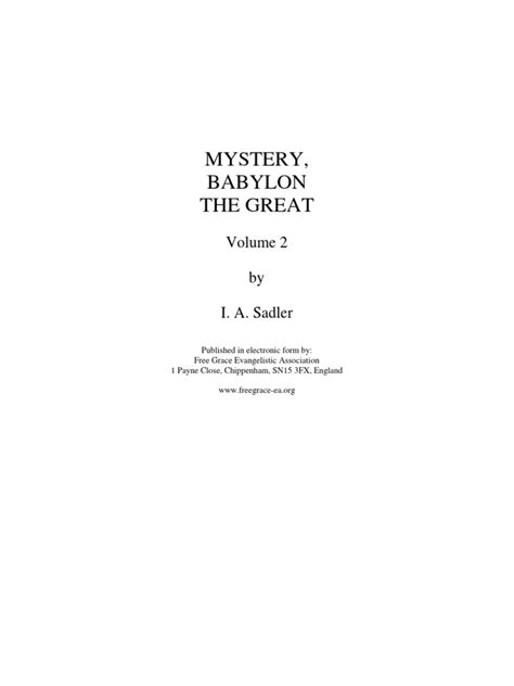 Mystery Babylon The Great - Volume 2 (FGEA Website Edition) | PDF ...