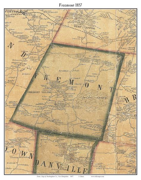 Fremont, New Hampshire 1857 Old Town Map Custom Print - Rockingham Co ...