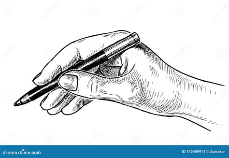 A Sketch Of A Human Hand Holding A Pencil Cartoon Vector ...