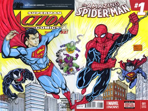 Superman and Spiderman crossover sketch cover by mdavidct on DeviantArt