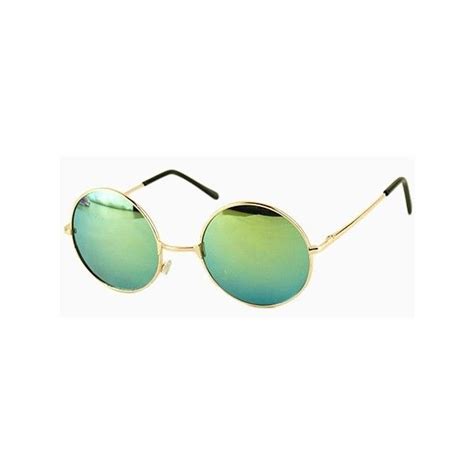 Green Round Lens Sunglasses With Metal Frame | Round sunglasses vintage ...