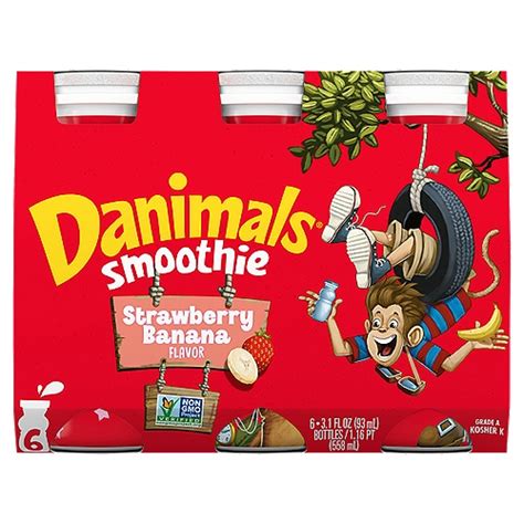 Danimals Strawberry Banana Flavor Smoothie, 3.1 fl oz, 6 count