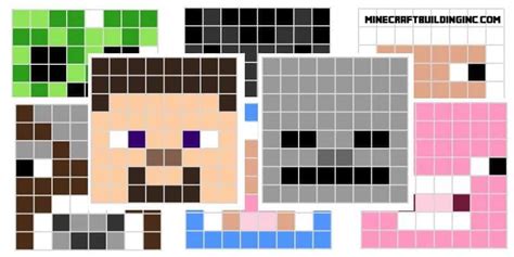 Main Minecraft Character Pixel Templates - Minecraft Building Inc