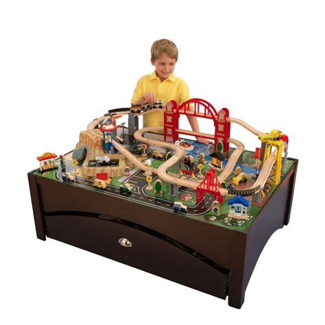 KidKraft Metropolis Wooden Train Set & Table with 100 Pieces and ...