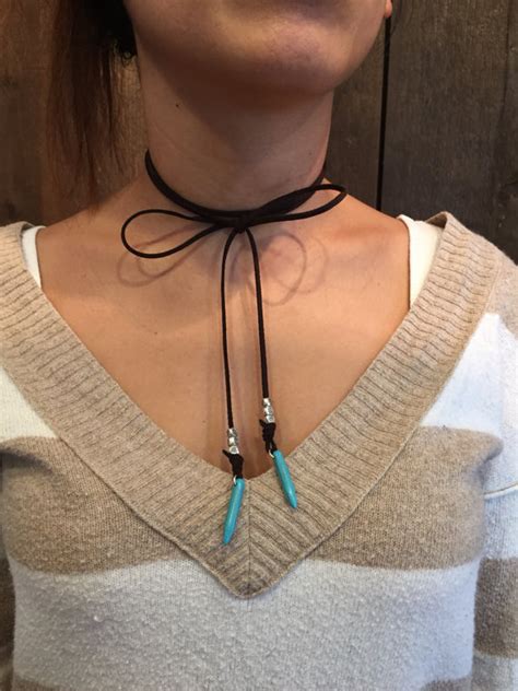 Boho Style Wrap Lariat Turquoise Choker Necklace – Black Brown Gray ...