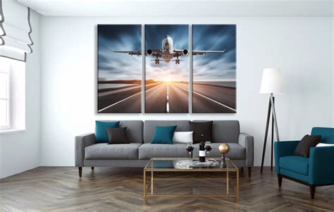 Airplane Wall Art Aviation Canvas Set Pilot Gift Aviation - Etsy