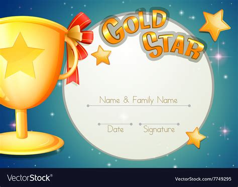 Certificate template with trophy and stars Vector Image