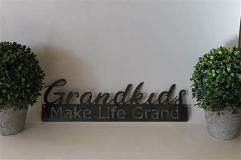 Grandkids Make Life Grand Metal Sign, Grandparent Wall Decor, Metal ...